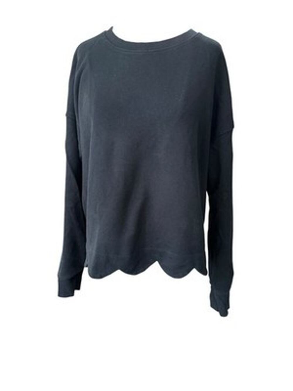 Vineyard Vines Black Scallop Hem Crewneck Sweater Sweatshirt Womens Size Large L